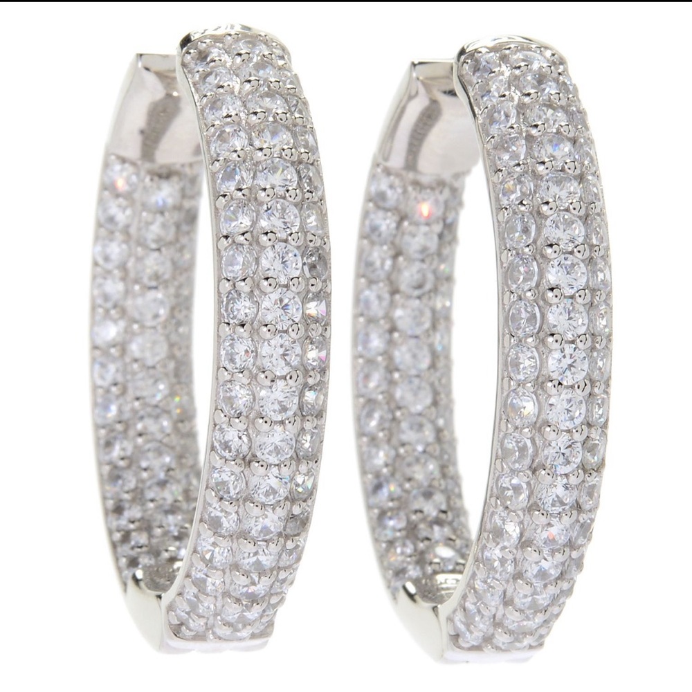 Brilliante Dew Created Cubic Zirconia Diamond Inside Out Hoop Earrings